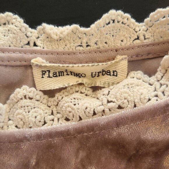 Flamingo Urban Crushed Velvet Dress Dusty Pink Small Romantic Fairycore - Picture 4 of 10